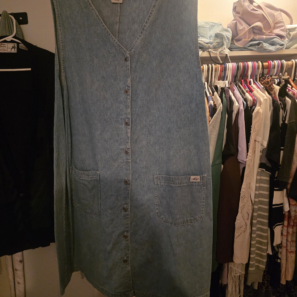Denim Sleeveless Midi Dress Vintage